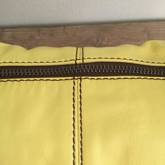 Free People Real World Leather Clutch Shoulder Bag Color Yellow/Limoncello - Picture 9 of 9